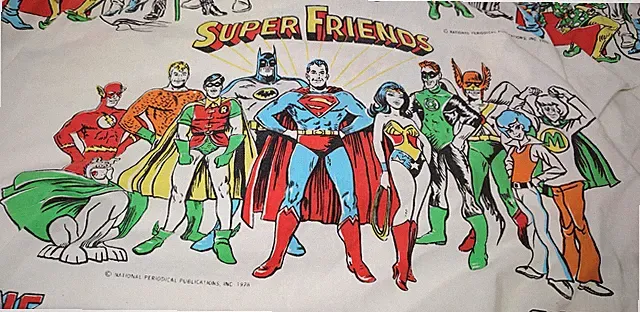 1976 Super Friends Twin Fitted Bed Sheet Comic National Periodical Publications