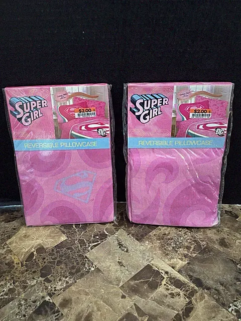 2 RARE DC COMICS SUPERGIRL Standard Size Reversible Pillowcases New In Package