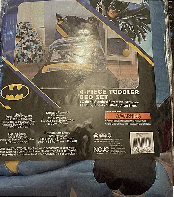 Batman DC Comics 4-Piece Toddler Bed Set Pillowcase Quilt Fitted Flat Soft NIP