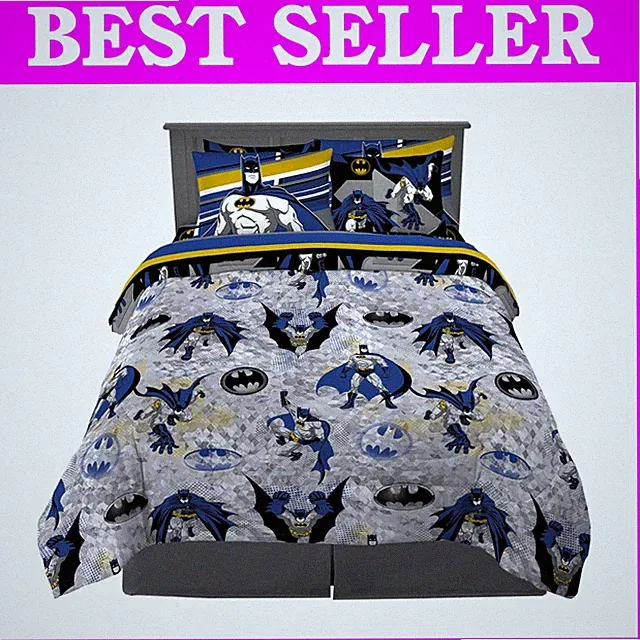 Batman Kids Comforter Set, 7 Piece Full Size`