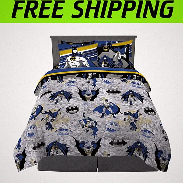 Batman Kids Full Size Bedding Set, 7-Piece