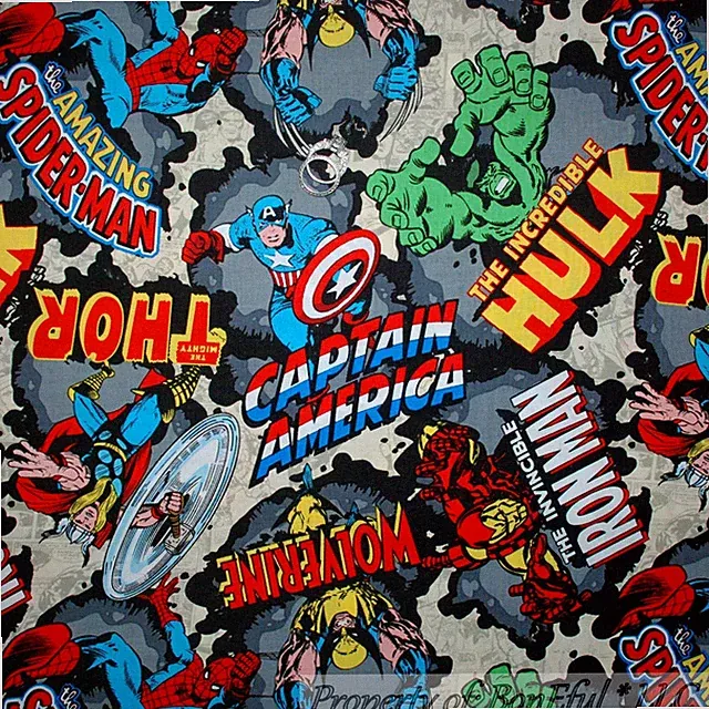 BonEful Fabric FQ Cotton Super Hero Hulk Captain America Wolverine Thor DC Comic