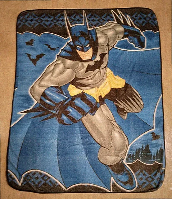 DC Comics Batman Action Pose Gray & Blue Batman Fleece Blanket Throw 59"x 49"