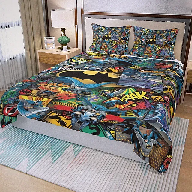 DC Comics Batman Collage Print Duvet Cover Set (3Pcs) Quilt Cover & Pillowcase