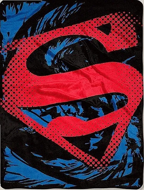 DC Comics Superman RIP Shield Throw Soft Silky Blanket 40in x 50in