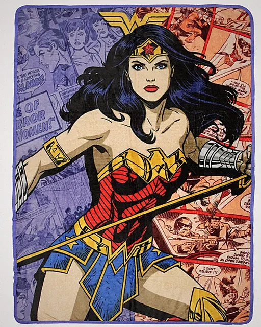 DC Comics Wonder Woman Action Comic Pages 46"x60" Fleece Throw Blanket