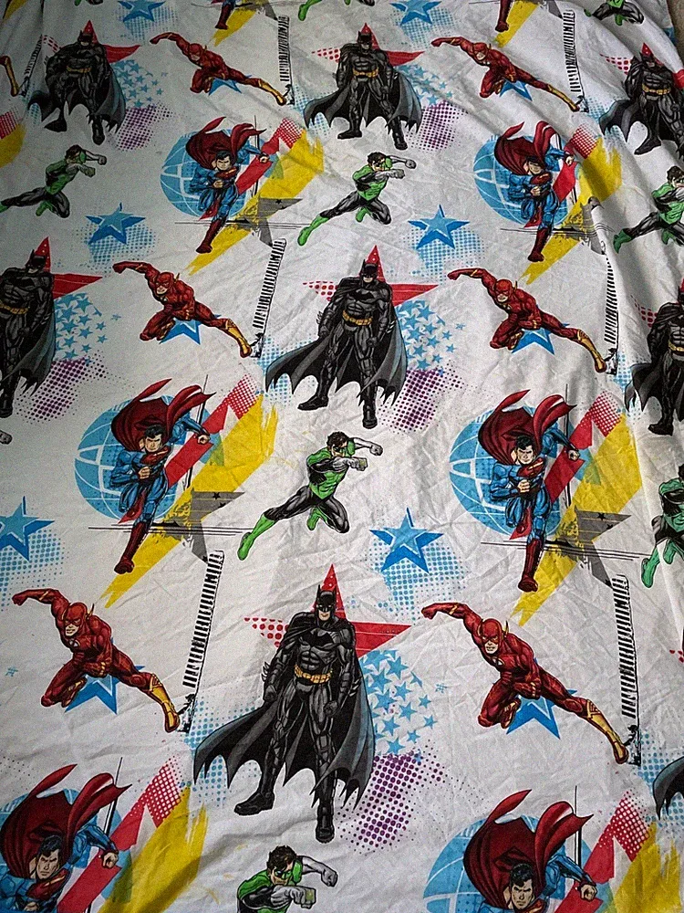 Justice League Superhero Comic Book Bedding Flat Sheet Featuring Crime Fighters