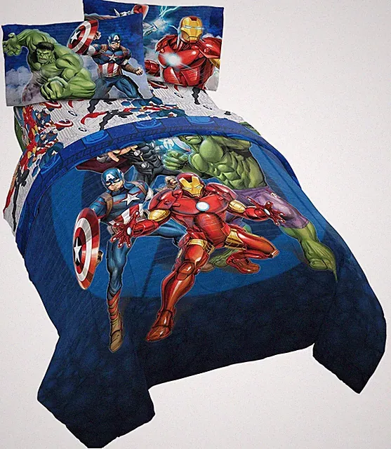 Marvel Avengers Blue Circle 5 Piece Full Bed Set - Includes Reversible Comforter