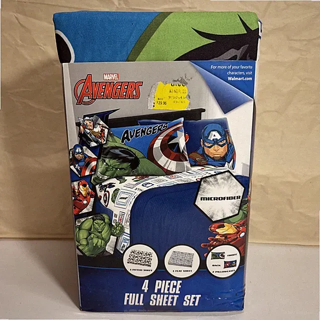 MARVEL AVENGERS~FULL SIZE SHEET SET-NEW-1 FLAT-1 FITTED-2 PILLOWCASE-MICROFIBER
