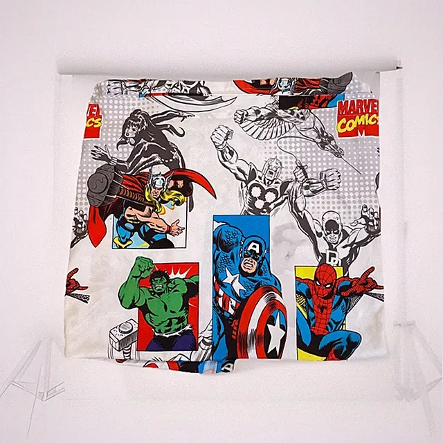 MARVEL COMICS FLAT BED SHEET FOR TWIN FULL SIZE BED HULK SPIDER-MAN THOR CAPTAIN