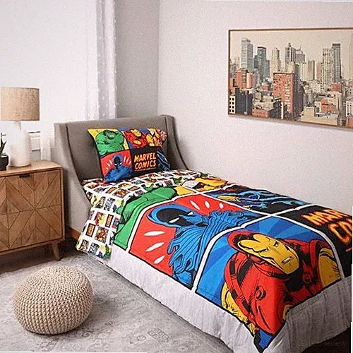 Marvel Comics Multicolor Bedding Sheet Set 4 pcs Twin Bed in Bag Set for Kids