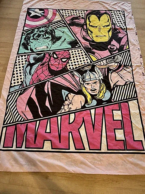 Marvel Comics Pink Pastels Pow! Single Twin Duvet Cover Reversible Bedding