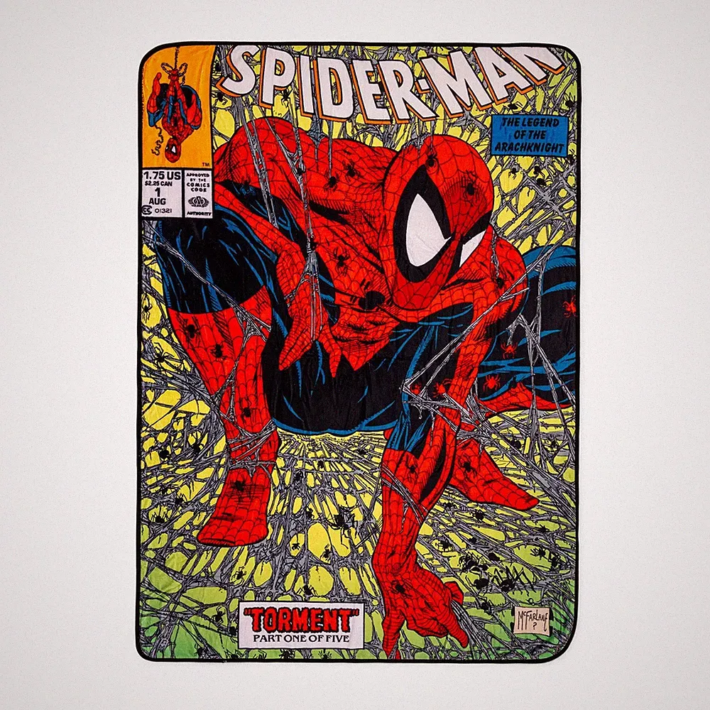 Marvel Comics Spider-Man Comic Book Cover Fleece Throw Blanket | 45 x 60 Inches