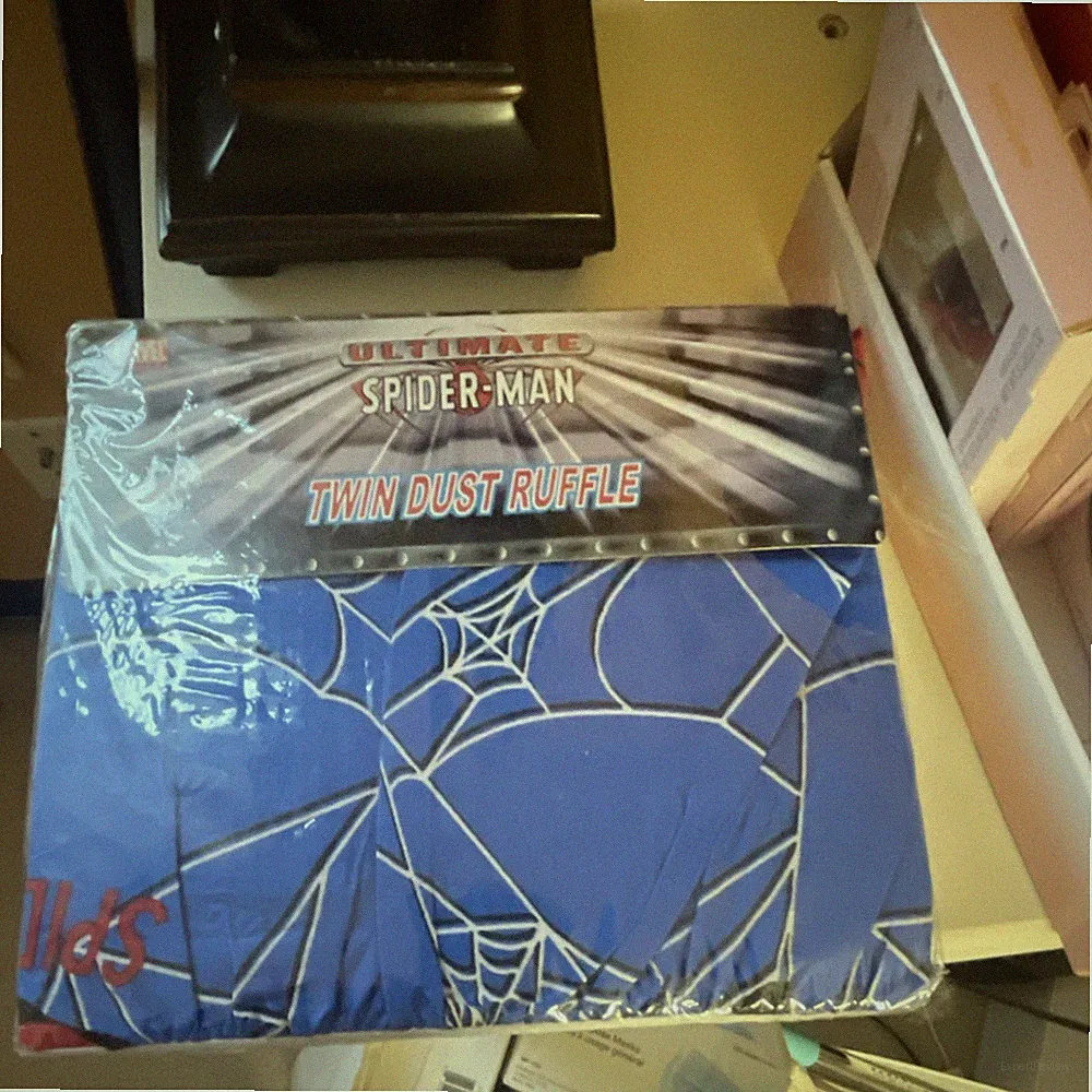 Marvel Spider-Man Twin Dust Ruffle Bed Skirt Blue Comic Pattern Kids Bedding
