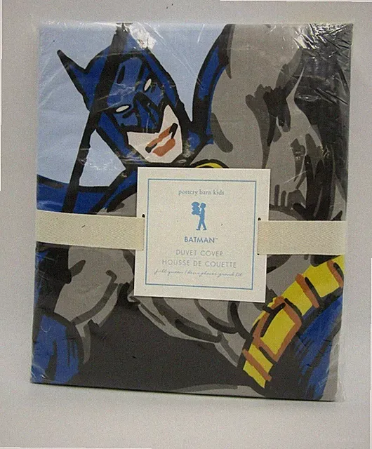 Pottery Barn Kids Batman Duvet Cover Superhero DC Comics Blue Full Queen #N75