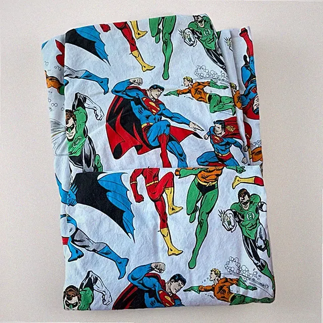 Pottery Barn Kids Justice League Flat Sheet Full Size 100% Cotton Batman Superma