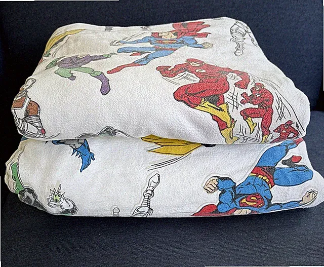 Pottery Barn Kids Justice League FULL Flat+Fitted Sheet Set DC Comics Org Cotton