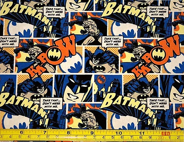Tina Scrap 9"x21" Marvil Batman Ka-pow Comic Strip HTF Rare COTTON Fabric