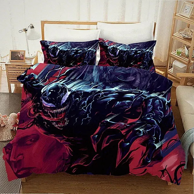 Venom Spiderman Movies Cartoon Print Full Bedding Set (4pcs)