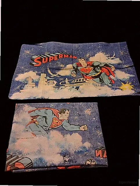 Vintage 1978 DC Comics Superman Twin Bed Flat Sheet & Pillow Case ONLY