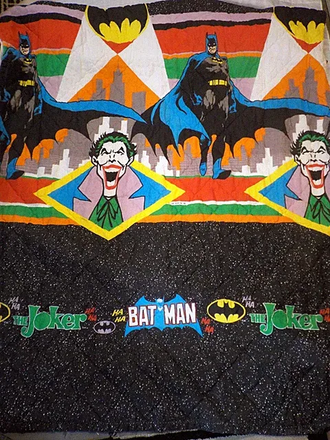 Vintage 1989 BATMAN & Joker Bedspread Comforter Twin Bed blanket DC Comics