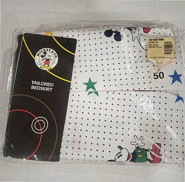 Vintage Disney Comic Mickey Mouse Twin Bedskirt Ruffle 39"x75" USA Made New VTG